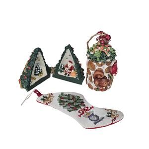 Lot of Christmas Ornaments & Decorations Mini Stocking Woodland Animal Ornament